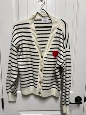 Old Navy Cream and Navy Striped Cardigan